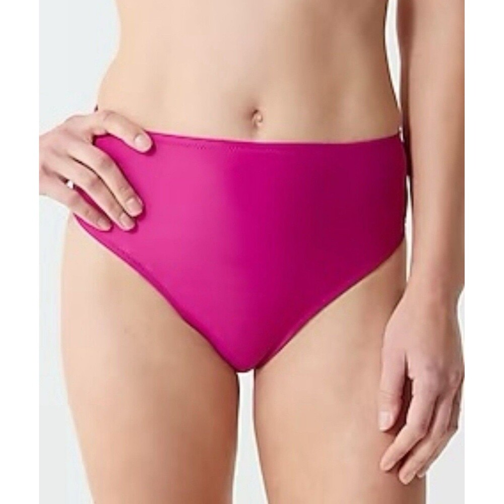 J Crew Womens Size Medium High Rise Full Coverage Bikini Bottom Pink Stretch